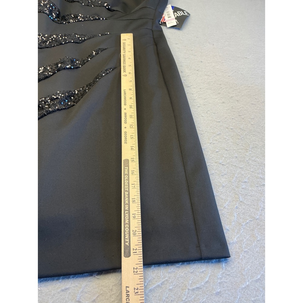 R&M Richard's Black Sequin Tiered Sheath Cocktail Dress Size 6 Formal NWT - Picture 11 of 16